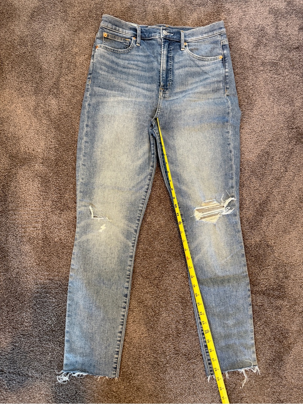 GAP Light Blue Distressed  Sky High Skinny Jeans in Long